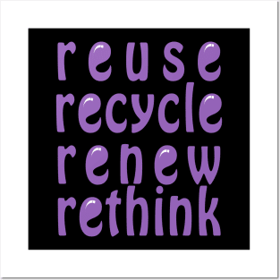 Recycle Reuse Renew Rethink Typography Design Posters and Art